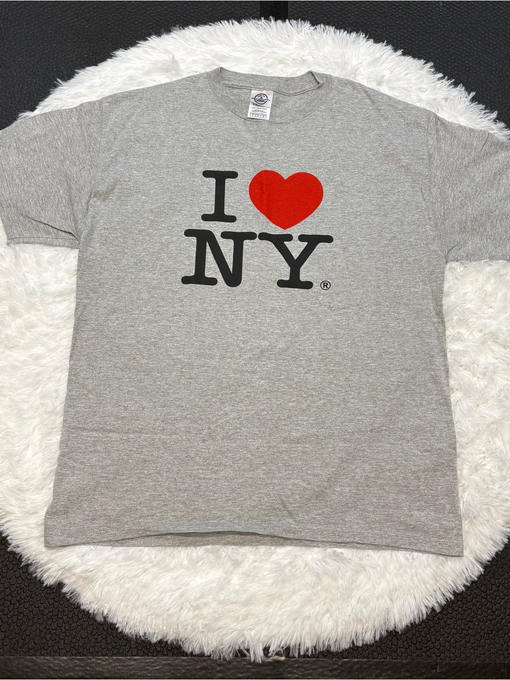 Delta Gray Short Sleeve Tee with Red Heart I ♥ NY Graphic